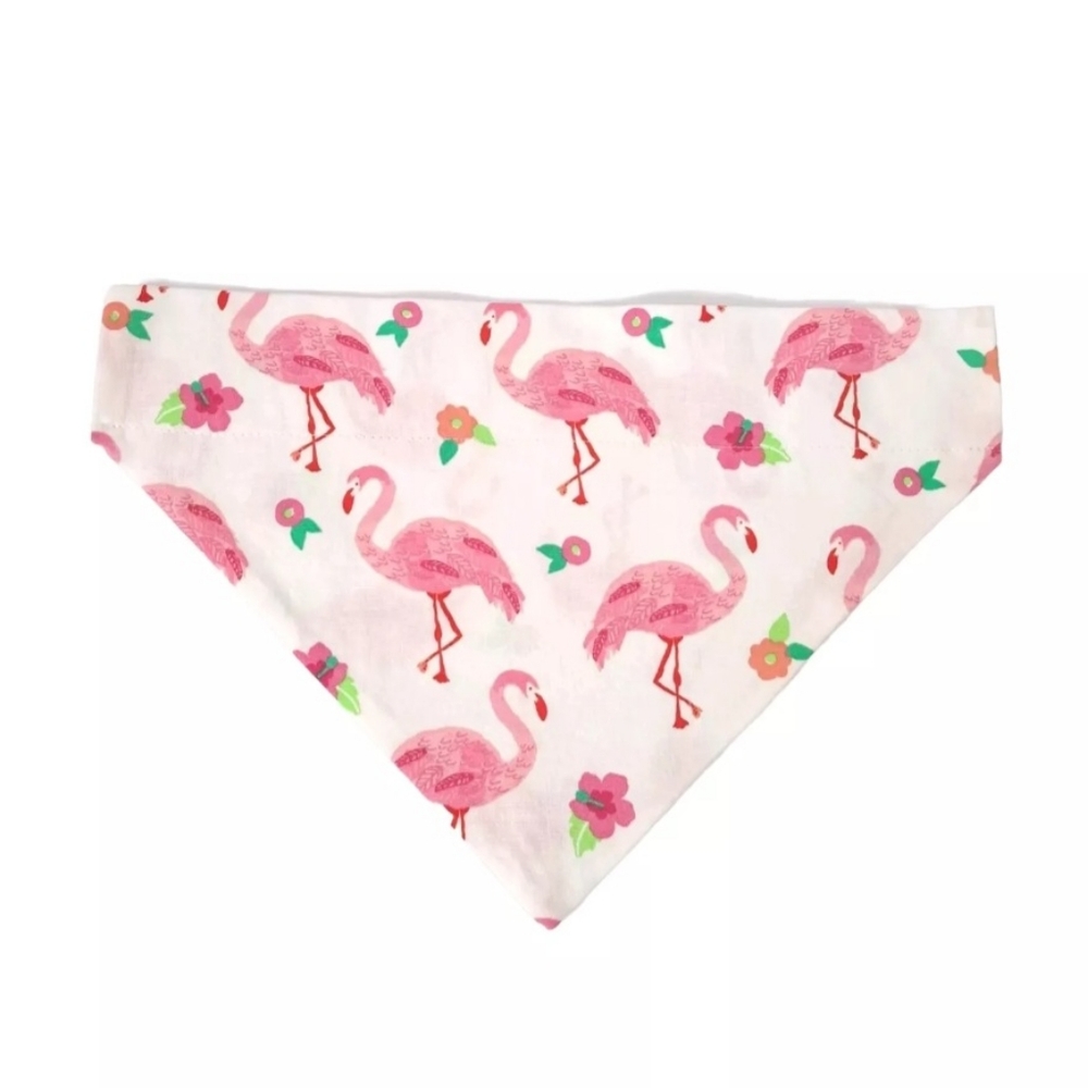 Flamingo Dog Bandana Large Neck 17"-19" & Collar/Buckle 1-1/4" Wide
